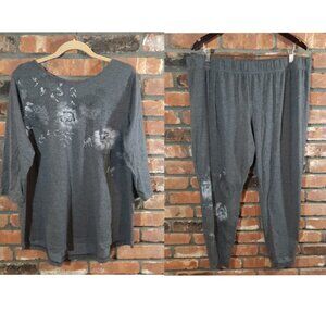 Apt. 9 2-Piece 3/4 Sleeve Jersey Knit Floral Pajama Top & Pants Women's XXL